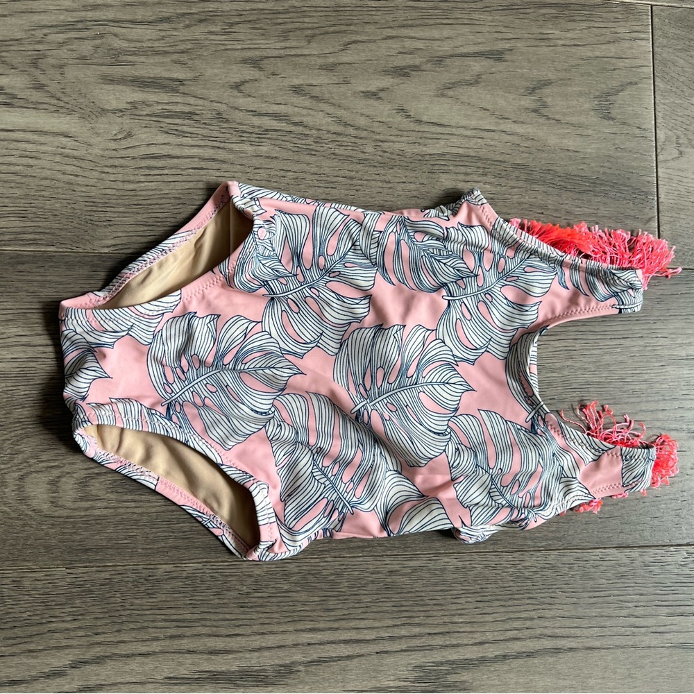 Shade Critters Pink and White One Piece Swimsuit with Ruffled Details